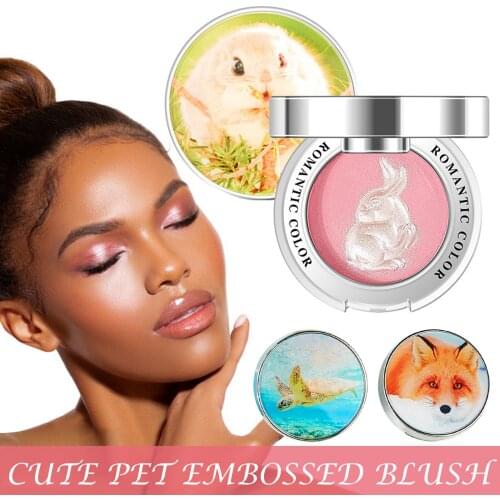 2021 Animal Shape Embossed Blush Palette Waterproof Matte Sweat Resistant Cosmetics
