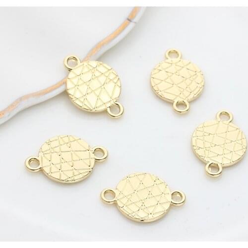 Zinc Alloy Gold Metal Round Connectors Charms Pendant 10pcs/lot For DIY Tassel Jewelry Making Finding Accessories