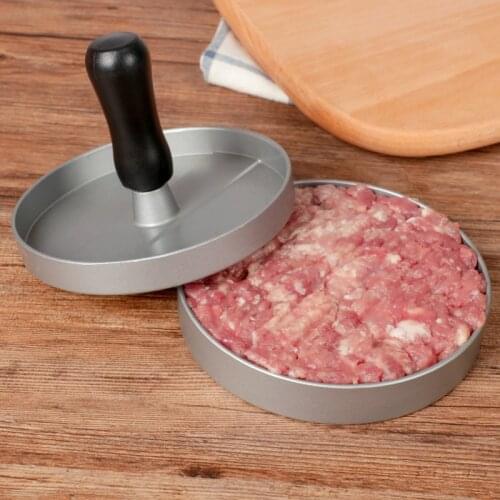Round Shape Hamburger Press Aluminum Alloy + ABS Hamburger Meat Beef Grill Burger Press Patty Maker Mold Kitchen Meat Tools