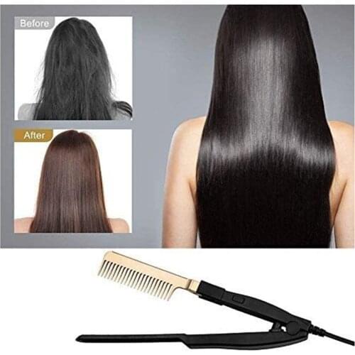Hair Straightener Comb Electric Hot Curling Iron Comb UK Plug
