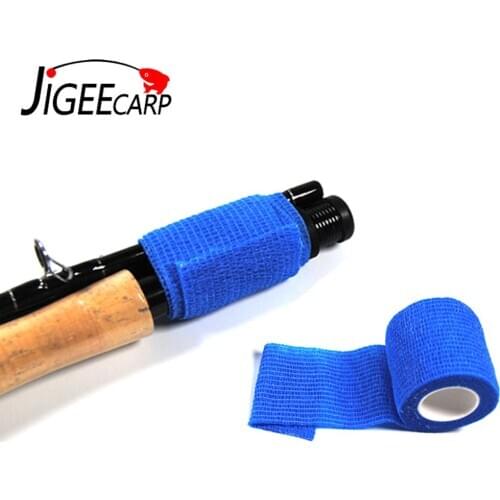 Self Sticking Fishing Rod Band 5cmX2.2m Resuable Rod Handle Wrapping Tape Fishing Tackle Box Accessory Black Camouflage Red Blue