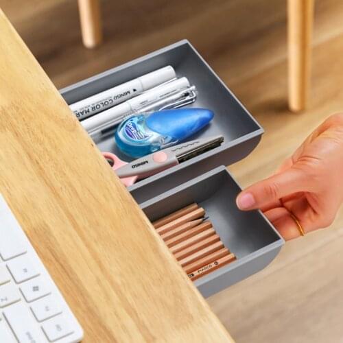 Self Adhesive Under Desk Drawer Pencil Sundries Holder Storage Box Organizer Home Office Organizer Storage Drawer Case Holder