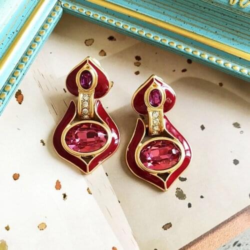 Clip-on Earrings Enamel Rhinestone Romantic Gift Party Jewelry For Womens Accessories