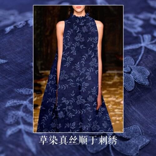 Silk embroidery fabric dress embroidery silk fabric summer silk tulle cloth fabric polyester wholesale fabric silk material