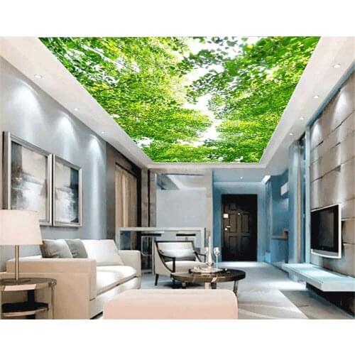 Modern Home Decoration Wallpaper Green Trees Zenith Decoration HD Landscape Silk Wallpaper