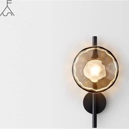 Postmodern Design Colored Glass Round Led Wall Lamp Luxury Loft Decor Corridor Aisle Indoor Lighting Elegant Bedroom Luminaire
