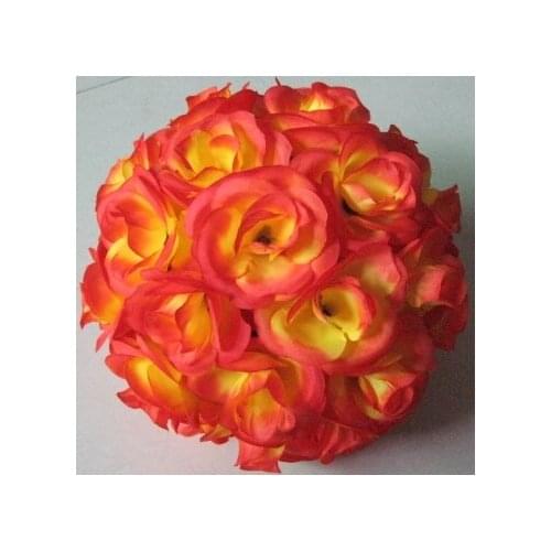 SPR 15pcs/ctn Wedding decoration celebration decoration silk rose flower balls optional wedding ball-wine red-20cm-plastic inner