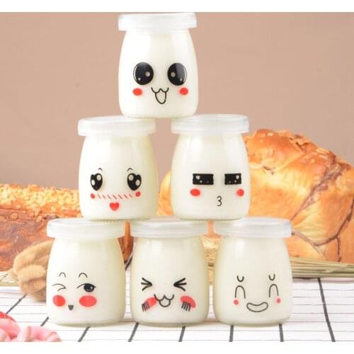 12pcs 200ml Pudding Bottle Glass Bread Store Cute Bottle Heat-Resistant Yogurt Containers Milk Cup Jelly Jar For Home Shop