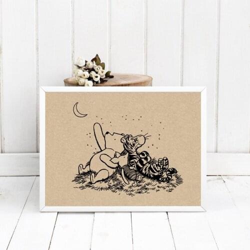 Vintage Poster Little Bear Winnie Prints Cartoon Anime Wall Art Canvas Painting Nurser Kids Room Decor Baby Birthday Gift