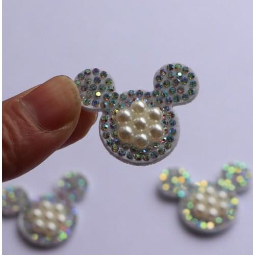 10Pcs Cute Animals pearl AB Rhinestone Applique for DIY Clothes Hat Shoes Headwear Hair Clips Decor Patches beaded applique
