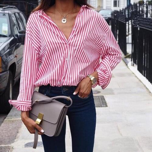 Women Striped Long Sleeve Blouse Shirt Female Loose Blusas Femme Fall Casual Ladies Office Blouses Top Sexy