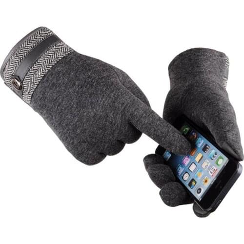 Winter Male Thick Plush Wrist Warm Cashmere Cycling Mittens Touch Screen Driving Gloves touch screen design Material cashmere