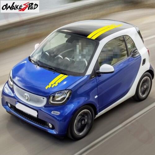 1set For Smart Fortwo Forfour Car Hood Bonnet Stripes Stickers Racing Sport Engine Cover Vinyl Decals Auto Body Roof Accessories