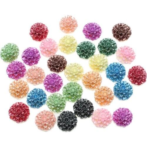 100Pcs Mixed Resin Flowers Crafts Decorations Flatback Cabochon Scrapbooking For Embellishment Nail Stickers DIY Accessories