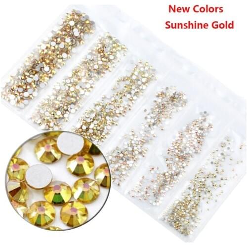 1700pcs 3D nail art decorations glitter rhinestones for nails glass crystals accessores strass nail art mix colored rhinestones