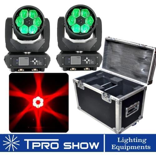 2 MovingHead 1 Flight Case 6x40W Beam Moving Head RGBW LED Lyre Zoom Wash Bee Eye Lighting Effect DJ Club Lighting Kits Dmx512