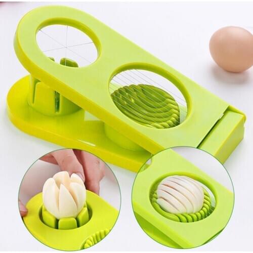 2 in1 Egg Slicer Fruit Cutter Kitchen Gadgets Sectione Cutter Egg Ring Double Egg Dividers Egg Tools Multifunction Egg Cutter