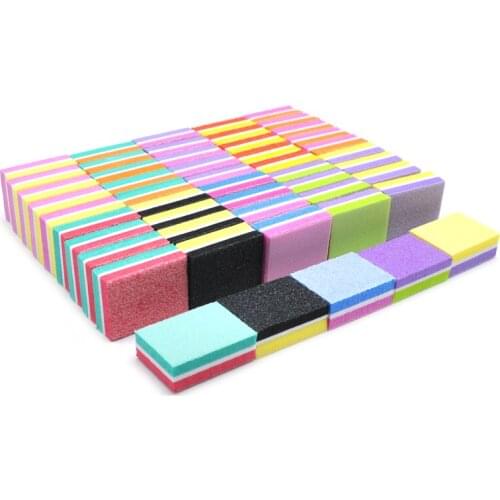 200Pcs/lot Mini Nail File Block Colorful Nail Buffer Sponge Double Side Nail Sanding File Manicure Pedicure Nail Art Tools Lima