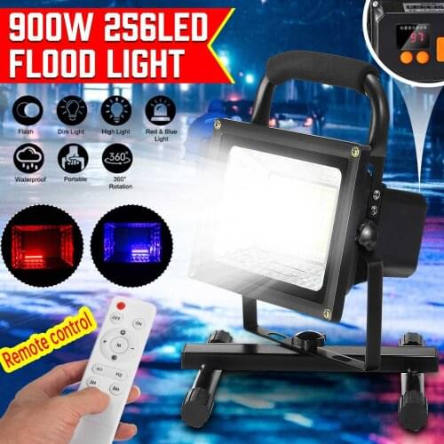 256 LED 900W Rechargeable Floodlight Waterproof Spot Work Camping Outdoor Handheld Work Lights Power By 18650 Portable Lantern