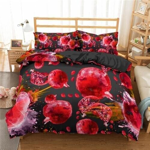 3D-colored Fruit Bedding Sets Double Queen King Size Microfiber Comforter Pillowcase