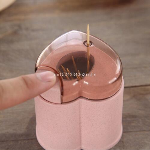 50pcs Automatic Toothpick Holder Container Home Decor Heart Shape Toothpick Storage Box Toothpick Dispenser European Style