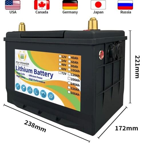 12V 60Ah LiFePO4 Solar Storage Battery Power Supply Phosphate Built-in BMS Lithium Iron For RV Campers Golf Cart Off-Road Energy