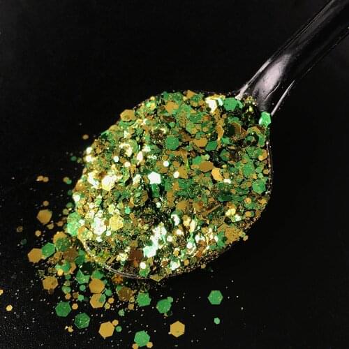 Holographic Nail Art Sequins Lady Nails Decoracion uñas Mixed Size Green Shiny Nail Flake UV Gel Designs Makeup Nails Accesorios