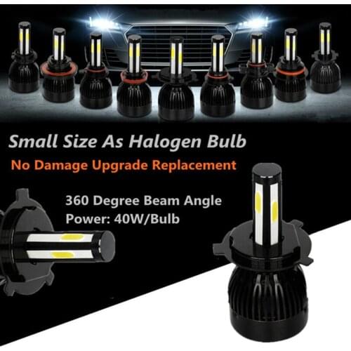 Canbus LED Headlight H1 H3 H7 H11 5202 H13 H4 High Low Beam 80W Double Roller Fan Universal Fit Car Lamps 6000K 4 Sides Shine