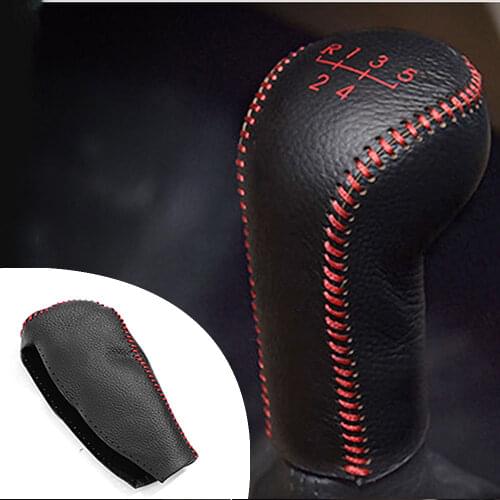For Skoda Fabia 2008 2009 2010 2011 2012 MT Non-Slip Leather Hand Brake Shift Knob Cover Gear Case Car Decor Shift Knob Shell