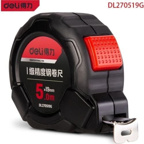 Deli DL270519G Grade 1 Precision Steel Ruler Specification: 5mx19mm High Carbon Steel Material Measuring Tools