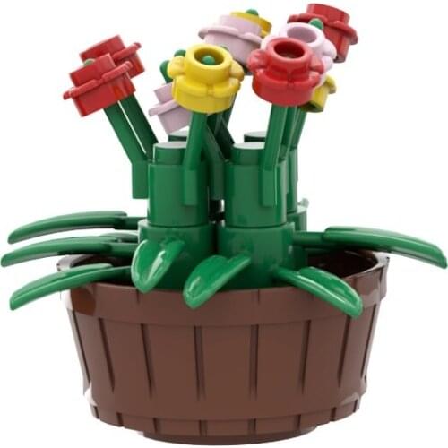 Plant Pot Building Blocks Potted Flowers Tree Park Street View Bench Toys Children Compatible with Major Brand Model MOC Citys
