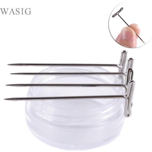 50pcs T-PINS (45mm) For Wig On Foam Head Style T Pin Needle Brazilian Indian Mannequin Head Type Sewing Hair Salon