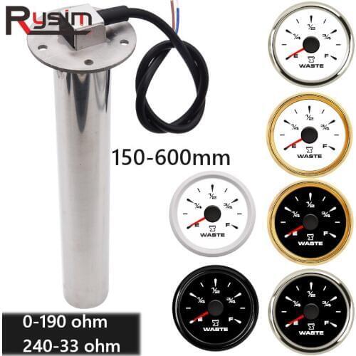 0~190 ohm/240 ~33ohm Car Boat Sewage Level Gauge E-F Car Boat RV Holding Tank Level Gauge Sensor 200mm 400mm 450mm 500mm 9-32V