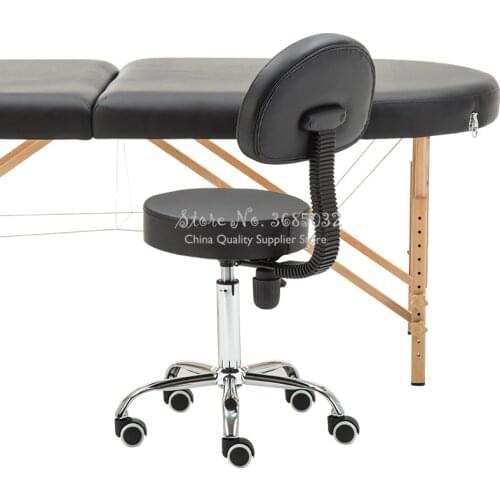 Leather Message Saddle Chair with Footrest & Swivel Height Adjustable Chairs Medical Spa Drafting Stool with Back for Office