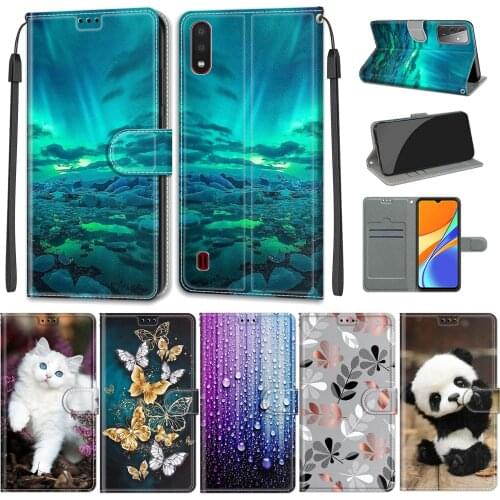 Flip Leather Case For Samsung Galaxy A01 Case Wallet Card Holder Stand Book Cover For Samsung Galaxy A01 Aurora Pattern