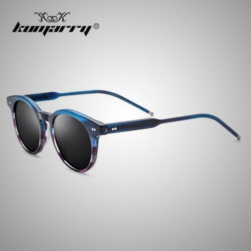 KUMARRY NEW Vintage Round Polarized Sunglasses Men/Women Luxury Brand Sheet Material Frame Drivers Outdoor Glasses UV400 KTM042