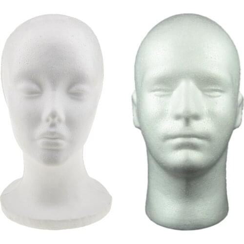 Male Mannequin Head White Styrofoam Foam Head Cosmetics Model Wig Display Glasses Hat Headset Display Stand Rack