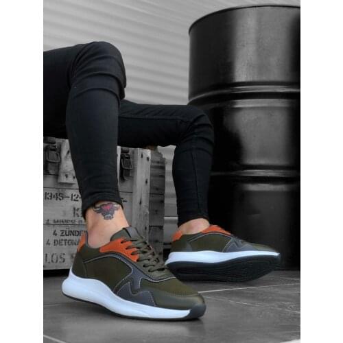 Original Design BA0174 High Sole Casual Lace-up Khaki Sneakers Mens Shoes