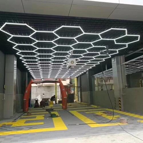 Customized High Performance Auto Wash Shop Hexagon Led Lights Hexagon Garage Lighting