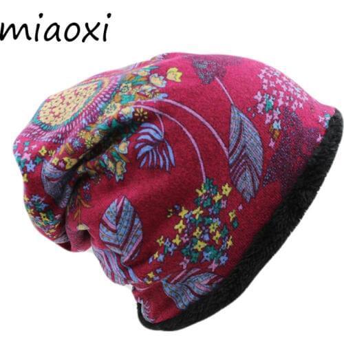 Miaoxi Fashion Women Winter Hat Female Warm Cap Scarf Two Used Hip Hop Girls Beanies Autumn Spring Thick Brand Wool Bonnet Sale