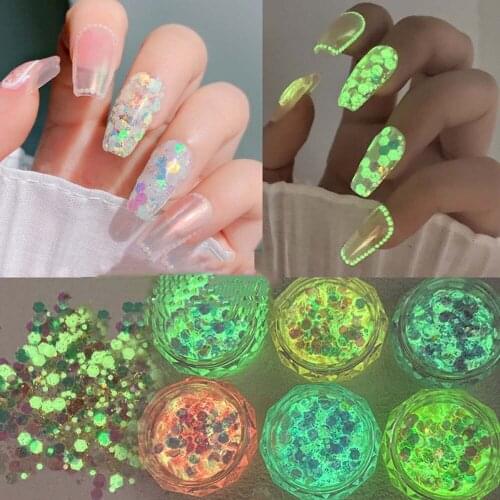 New Ultra-Thin Luminous Nail Glitter Flakes Holographic Mix Color 3D Nail Art Sequins Beautiful Women Girls Manicure Accessories