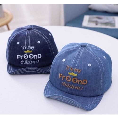 New Baby Denim Baseball Cap For Boy Girl Hats Childrens Hip Hop Caps Light Board Casual Lltter Embroidery Hat Kids Snapback