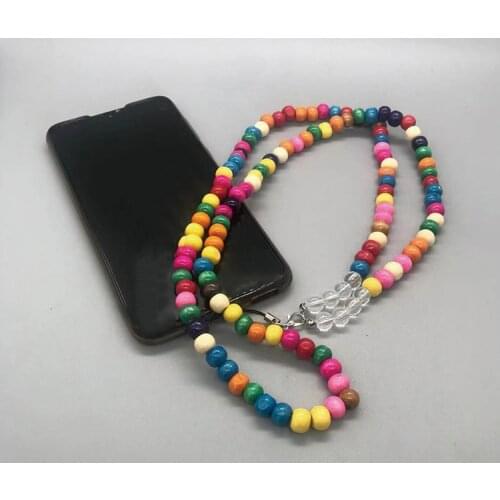 New Handmade Colorful Crystal beads long chain Mobile Chain Jewelry charm Bohemia necklace for phone hanger for Dropshipping