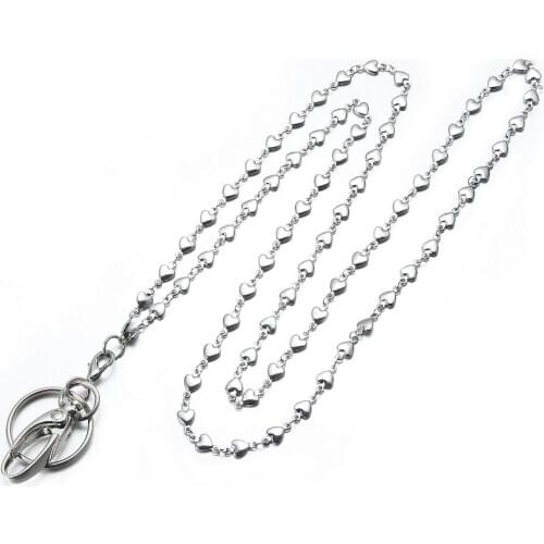 New Fashion Necklace Stainless Steel ID Card Heart-shaped Necklace For Women Office Work ID Badge Holder Jewelry