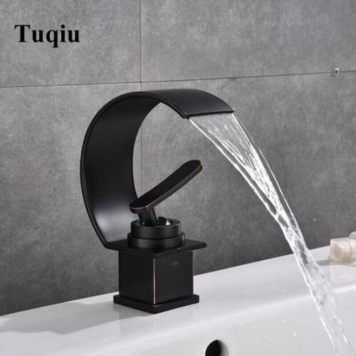 ORB Basin Faucets Single Handles Hot Cold Basin Mixer Faucet Creative Waterfall Water Outlet Bathroom Vessel Sink Mixer Taps