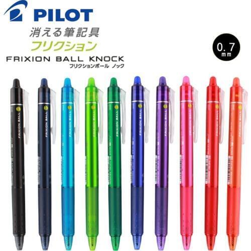 Pilot FriXion Ball Knock Gel Pen 4pcs/lot 0.7mm 10 Colors Available Erasable Ink Writing Supplies LFBK-23F