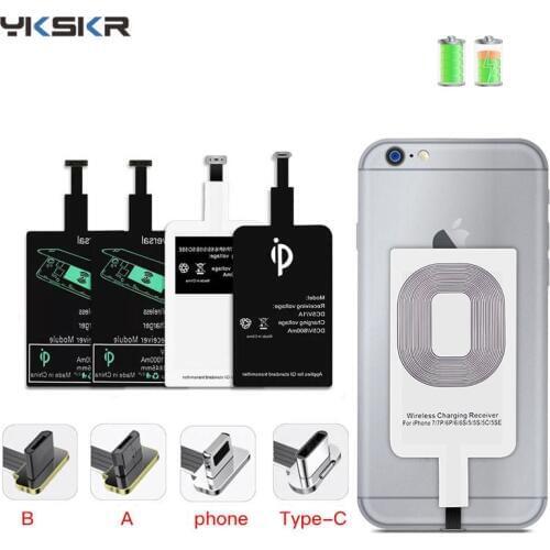 Qi Wireless Charger Receiver Support Micro USB Type C Fast Wireless Charging Adapter For iPhone 5 6 7 Android Induction Receiver