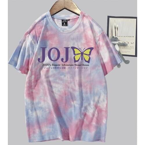 JoJos Bizarre Adventure Anime T Shirt Kawaii Women Tops Summer Harajuku Short Sleeve Japanese Style Streetwear Tie-dye Tees