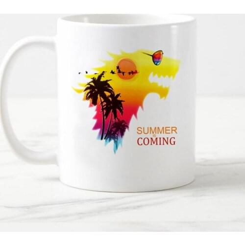 Drop shipping House Stark mug summer is coming Ceramic white coffee mug Tea cup Mugs as gift