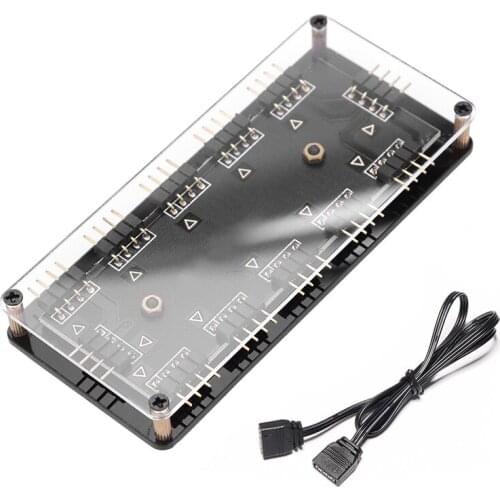 12V 4Pin RGB Fan HUB 1 To 10 Ports Splitter PC Computer LED Strip Light Cooler Adapter Extension Cable for AURA MSI Gigabyte